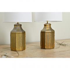 Pair of Vintage Faux Cane Bamboo Lamps - 3561012