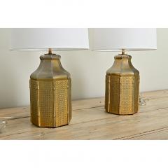 Pair of Vintage Faux Cane Bamboo Lamps - 3561013