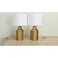 Pair of Vintage Faux Cane Bamboo Lamps - 3561017