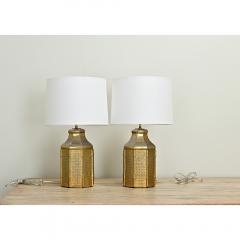 Pair of Vintage Faux Cane Bamboo Lamps - 3561021