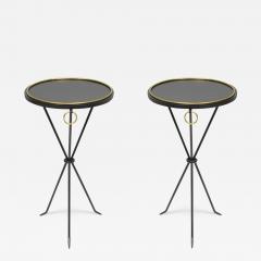Pair of Vintage French Brass and Metal Tripod Tables - 3728365
