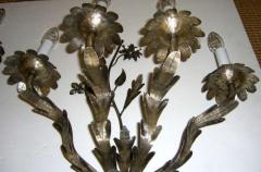 Pair of Vintage French Hand Hammered Flower Design Wall Lights - 381414