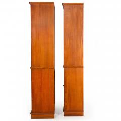 Pair of Vintage French Moderne Brushed Oak Bookcases Display Cabinets - 4501914