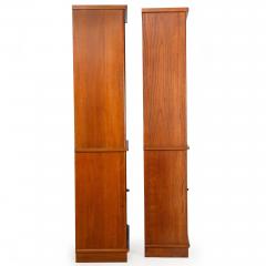 Pair of Vintage French Moderne Brushed Oak Bookcases Display Cabinets - 4501915