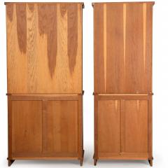 Pair of Vintage French Moderne Brushed Oak Bookcases Display Cabinets - 4501916