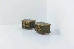 Pair of Vintage Gold Lacquered Wood Jewel Boxes - 3629381