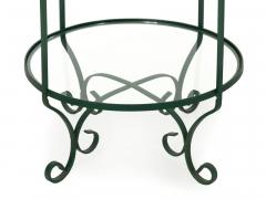 Pair of Vintage Green Painted Iron Etageres Displays w Glass Shelves - 907093