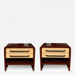 Pair of Vintage Italian Art Deco Mahogany Nightstands - 3871452