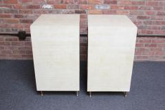 Pair of Vintage Italian Four Drawer Goatskin and Brass Nightstands - 3122145