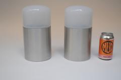 Pair of Vintage Italian Opaline Glass and Aluminum Table Lamps - 3518707