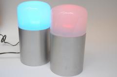 Pair of Vintage Italian Opaline Glass and Aluminum Table Lamps - 3518709