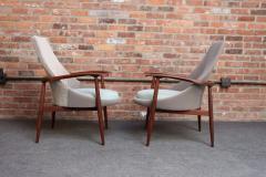 Pair of Vintage Italian Slipper Chairs in Walnut and Mohair by Fratelli Marelli - 4179633