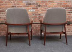 Pair of Vintage Italian Slipper Chairs in Walnut and Mohair by Fratelli Marelli - 4179635