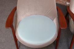 Pair of Vintage Italian Slipper Chairs in Walnut and Mohair by Fratelli Marelli - 4179636