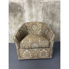 Pair of Vintage Kagan Style Modern Swivel Tub Chairs Scalamandre Upholstered - 2598894