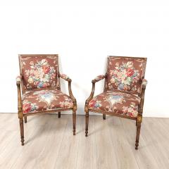 Pair of Vintage Louis XVI Style Beechwood Armchairs circa 1980 - 3800334