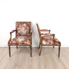 Pair of Vintage Louis XVI Style Beechwood Armchairs circa 1980 - 3800335