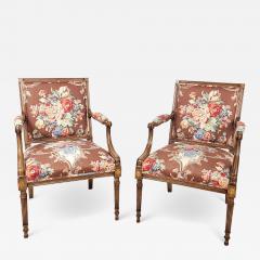 Pair of Vintage Louis XVI Style Beechwood Armchairs circa 1980 - 3803240