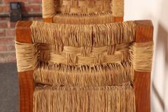 Pair of Vintage Mexican Modern Pine and Woven Palm Bar Stools by Muebles Austin - 4517819