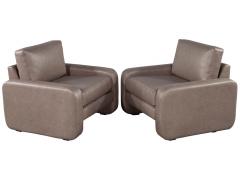 Pair of Vintage Mid Century Modern Leather Lounge Chairs - 2536075
