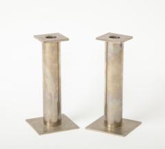 Pair of Vintage Modernist Chrome Candle Holders - 1938114