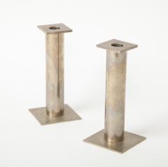 Pair of Vintage Modernist Chrome Candle Holders - 1938115