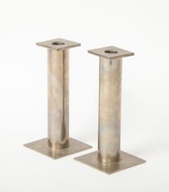 Pair of Vintage Modernist Chrome Candle Holders - 1938116