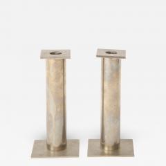 Pair of Vintage Modernist Chrome Candle Holders - 1938416