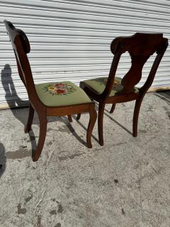 Pair of Vintage Needlepoint Upholstered Regency Style Chairs and Footrest - 4474586