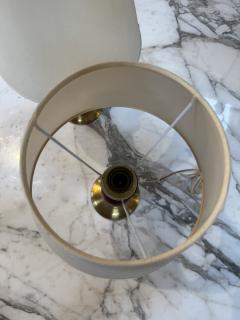 Pair of Vintage Red Brass Table Lamps with Linen Shades - 4607675