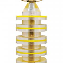 Pair of Vintage Retro Modern Yellow and Clear Lucite Table Lamps - 4685387