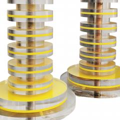 Pair of Vintage Retro Modern Yellow and Clear Lucite Table Lamps - 4685390