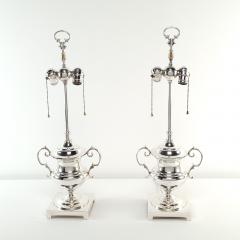 Pair of Vintage Silver Plate Lamps U S A circa 1970 - 3611217