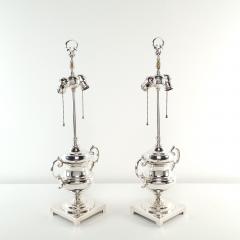 Pair of Vintage Silver Plate Lamps U S A circa 1970 - 3611219