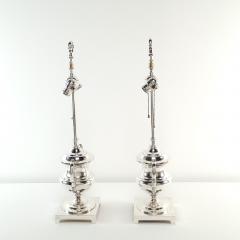 Pair of Vintage Silver Plate Lamps U S A circa 1970 - 3611220