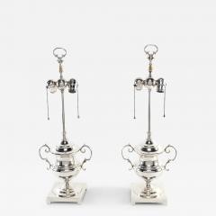 Pair of Vintage Silver Plate Lamps U S A circa 1970 - 3612338