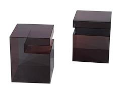 Pair of Vintage Smoked Violet Acrylic Cube Accent Tables - 3797106