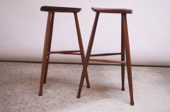 Pair of Vintage Solid Walnut Studio Craft Bar Stools by David Scott - 1014907