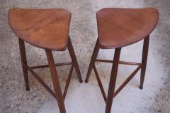 Pair of Vintage Solid Walnut Studio Craft Bar Stools by David Scott - 1014908