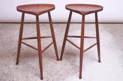 Pair of Vintage Solid Walnut Studio Craft Bar Stools by David Scott - 1014911