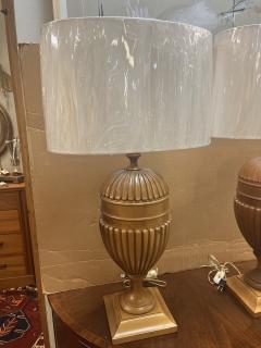 Pair of Vintage Solid Wood Urn Lamps - 4059336