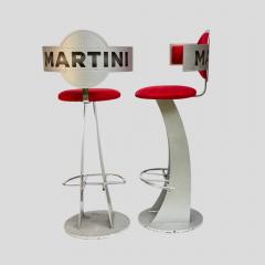 Pair of Vintage Steel metal Martini bar Stools - 4099442