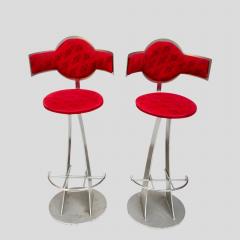 Pair of Vintage Steel metal Martini bar Stools - 4099444