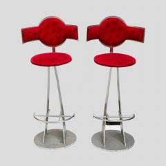 Pair of Vintage Steel metal Martini bar Stools - 4099445