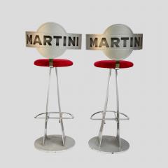 Pair of Vintage Steel metal Martini bar Stools - 4099447