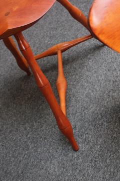 Pair of Vintage Studio Craft Windsor Style Three Legged Low Stools in Cherrywood - 3371184