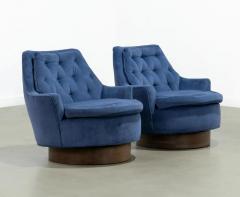 Pair of Vintage Swivel Chairs on Wood Bases - 2821860