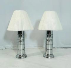 Pair of Vintage Table Lamps in Polished Chrome in the Style of Laurel Lighting - 3948797