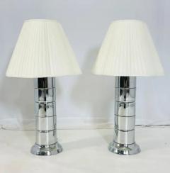 Pair of Vintage Table Lamps in Polished Chrome in the Style of Laurel Lighting - 3948799