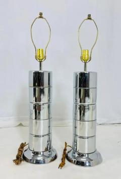 Pair of Vintage Table Lamps in Polished Chrome in the Style of Laurel Lighting - 3948842